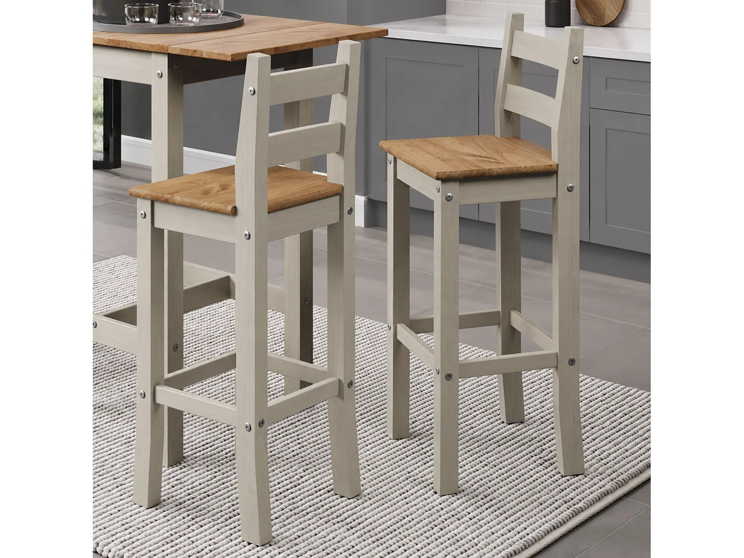 Corona Pair of High Breakfast Bar Chairs