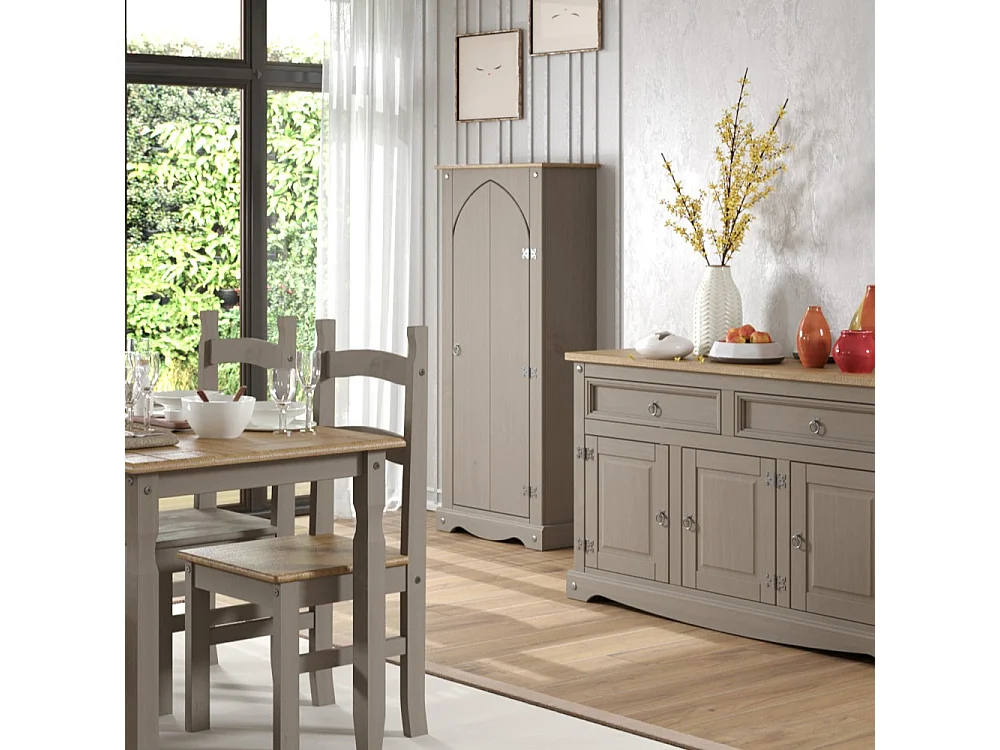 Corona Pantry Cupboard Storage Cabinet, Solid Waxed Wood
