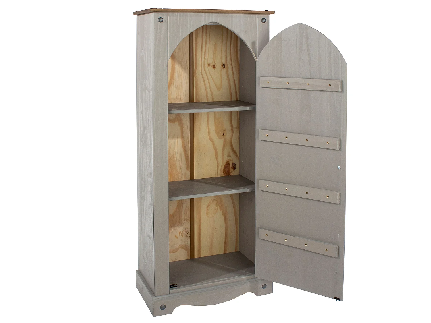 Corona Pantry Cupboard Storage Cabinet, Solid Waxed Wood