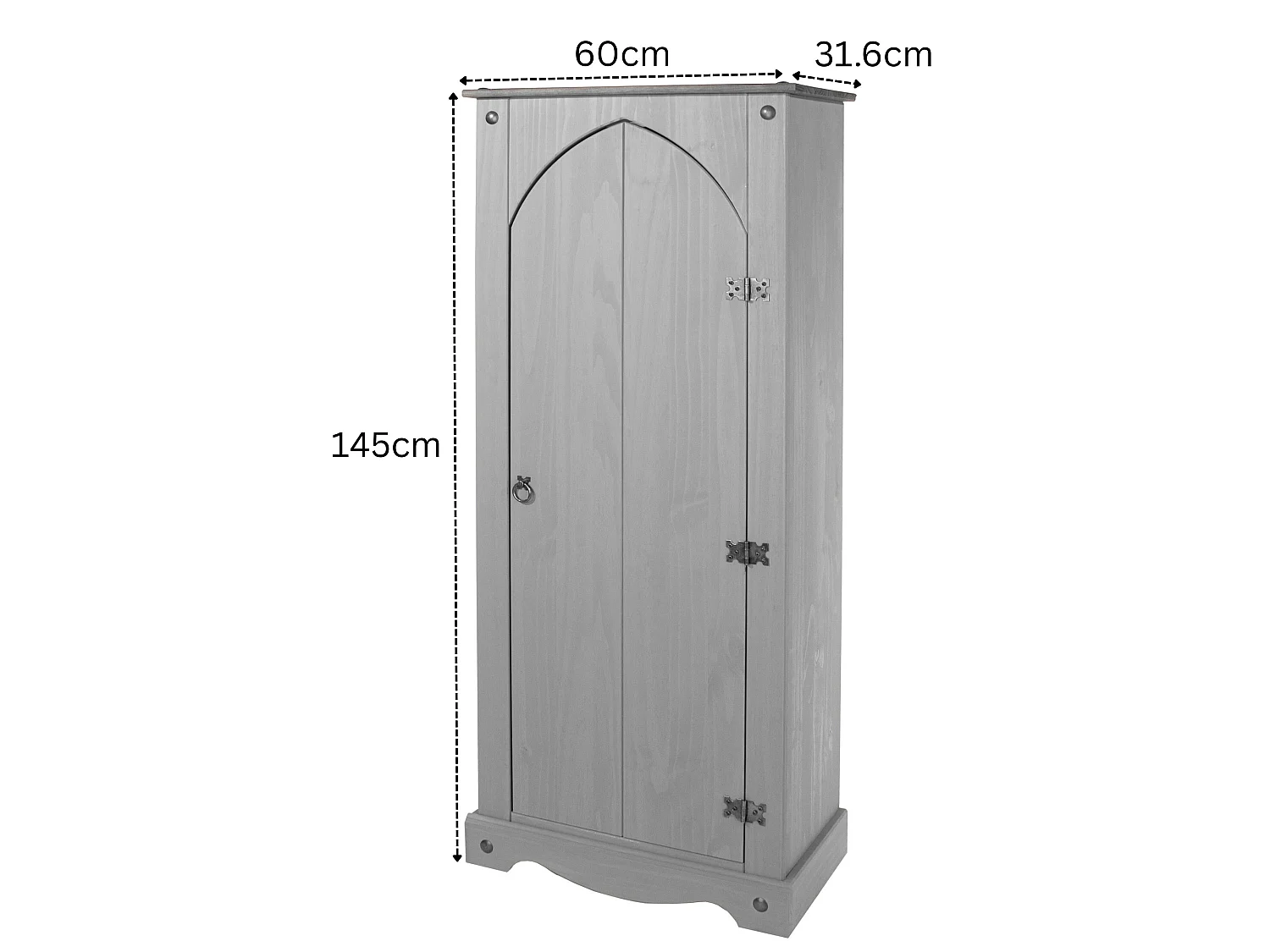 Corona Pantry Cupboard Storage Cabinet, Solid Waxed Wood