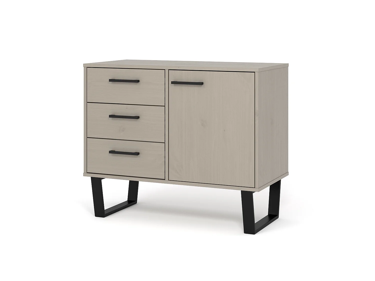 Texas Grey Small Sideboard With 1 Door, 3 Drawers