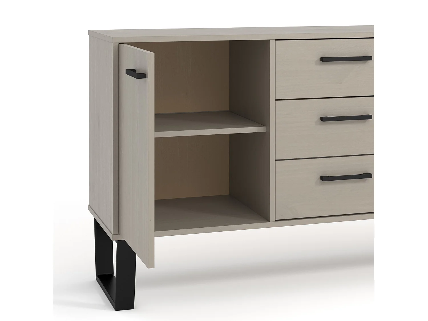 Texas Grey Small Sideboard With 1 Door, 3 Drawers