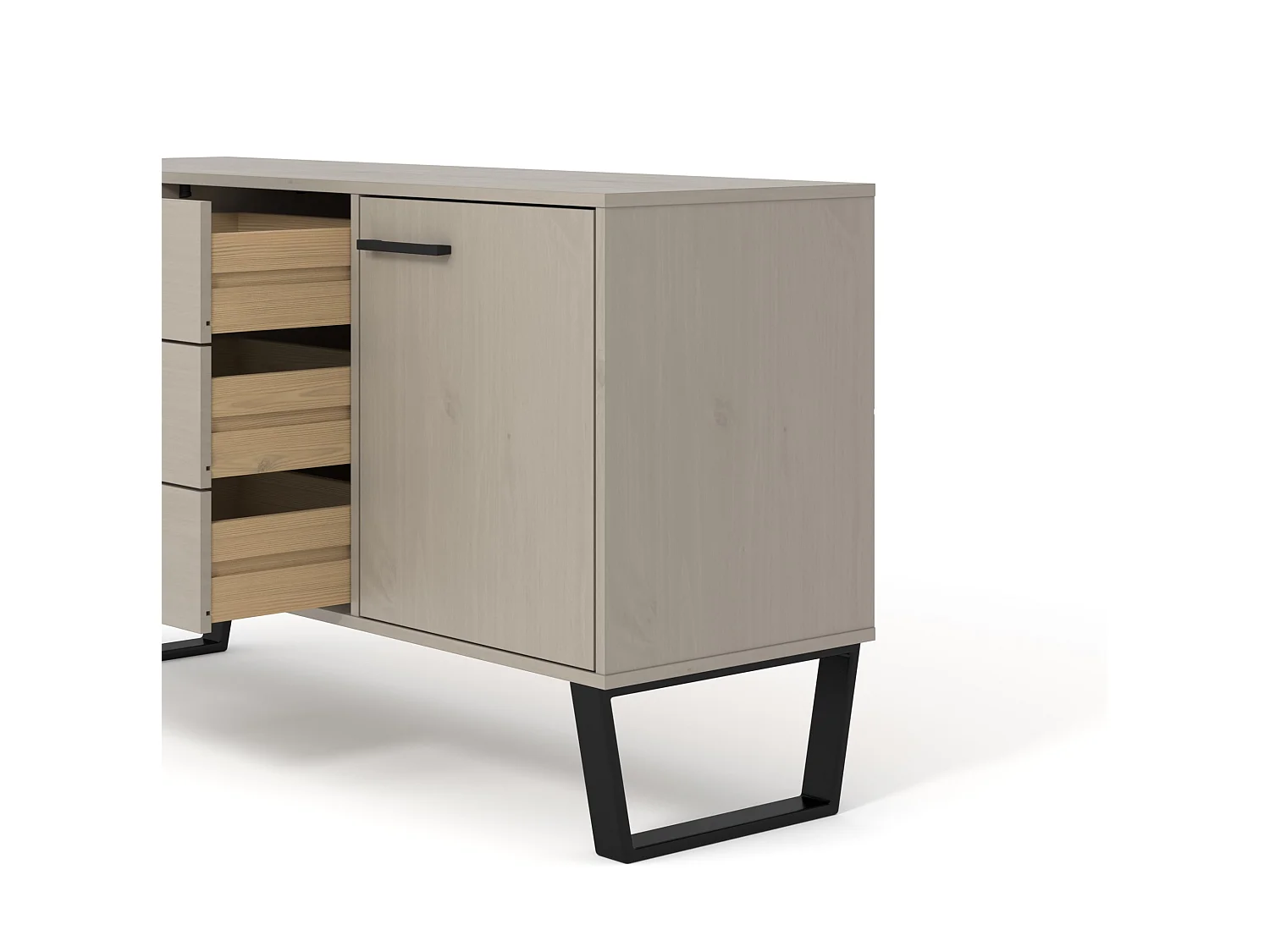 Texas Grey Small Sideboard With 1 Door, 3 Drawers