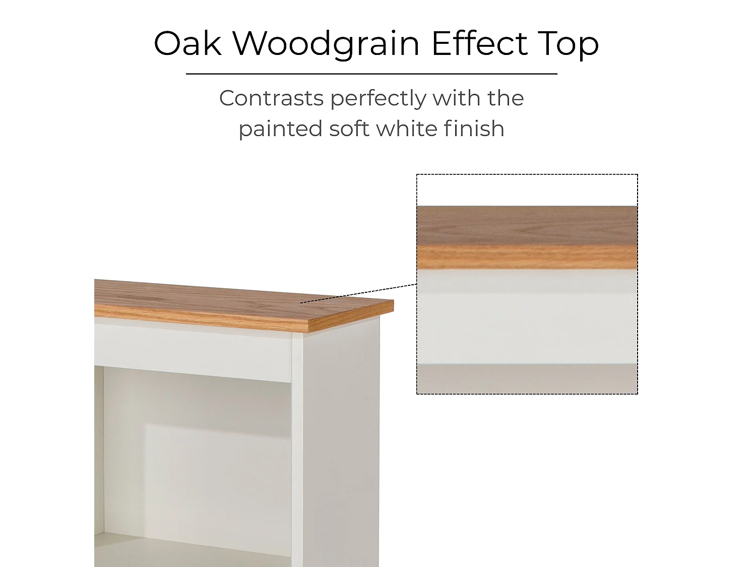 Colorado Low & Narrow 3-Shelf Bookcase, White Paint