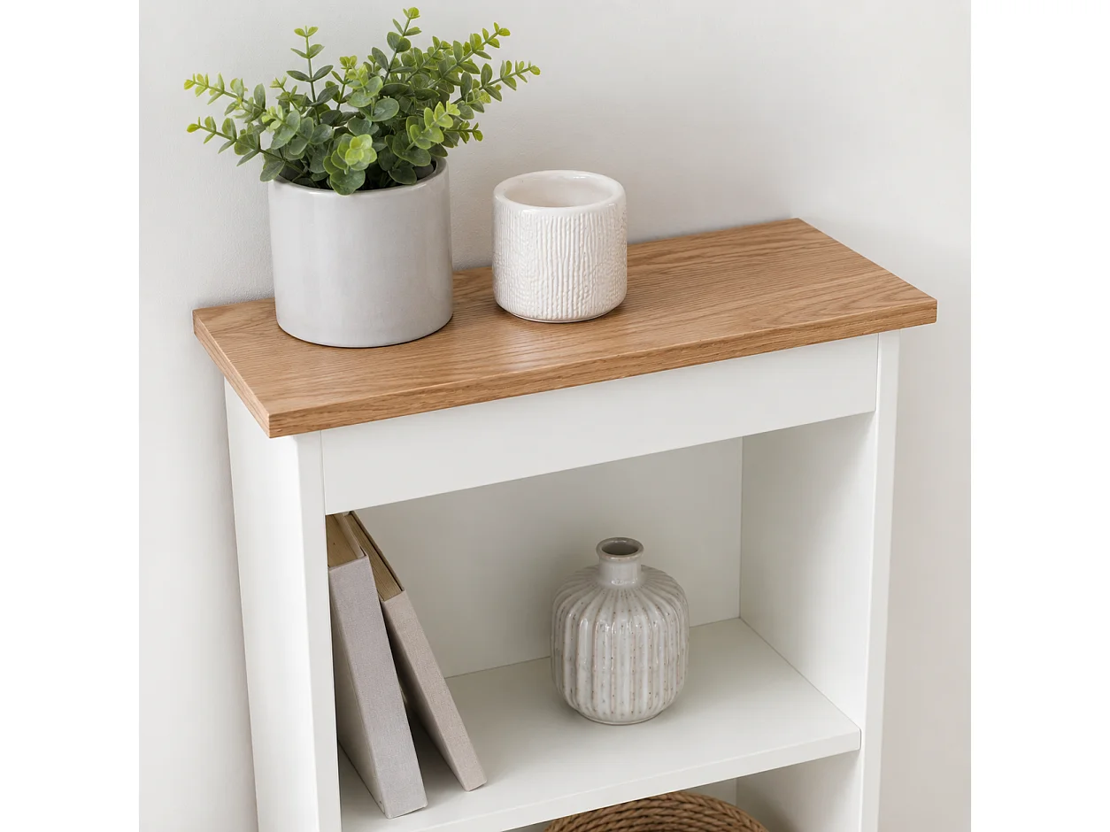 Colorado Low & Narrow 3-Shelf Bookcase, White Paint