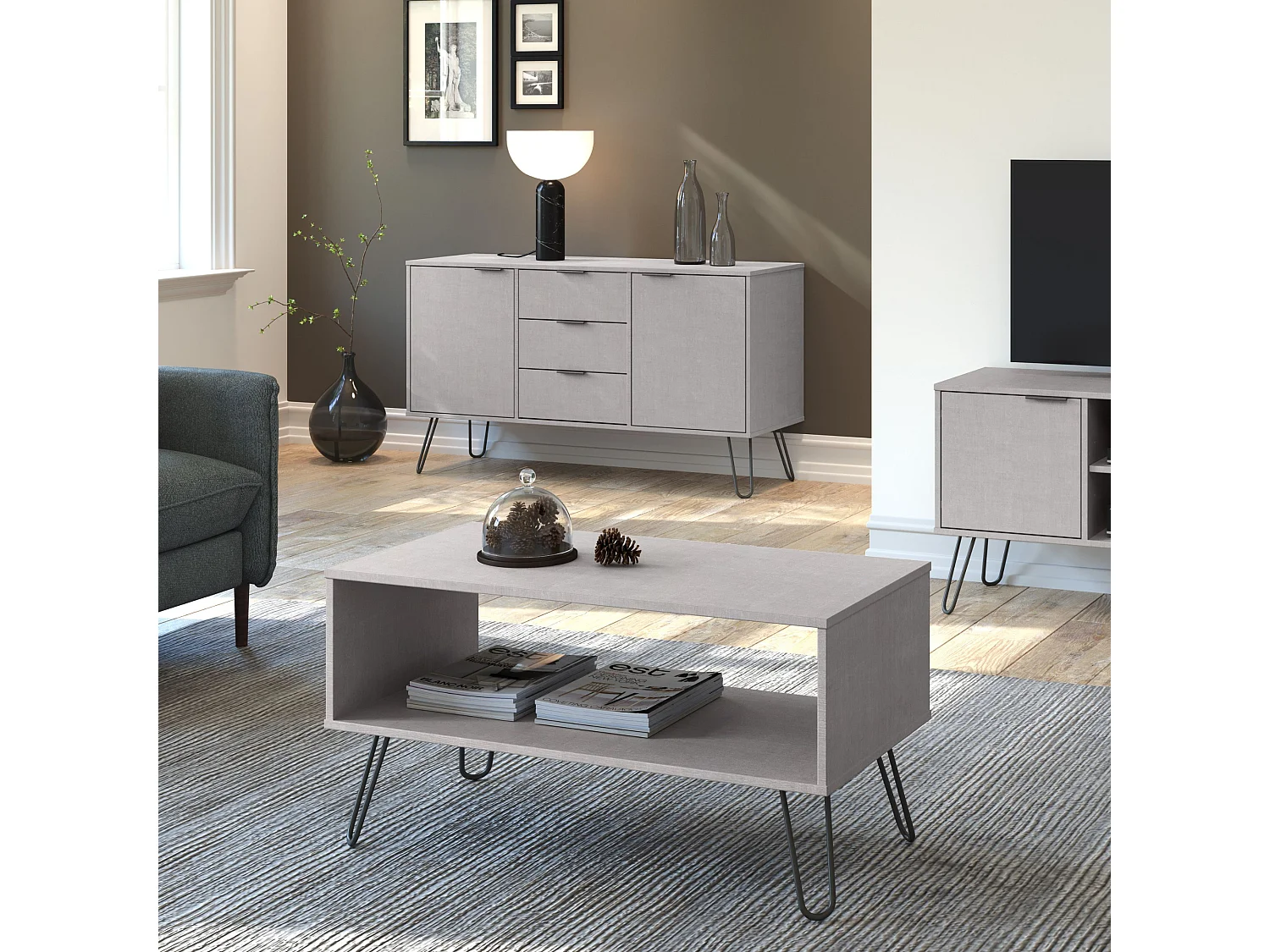 Augusta Grey Medium Sideboard with 2 Doors, 3 Drawers