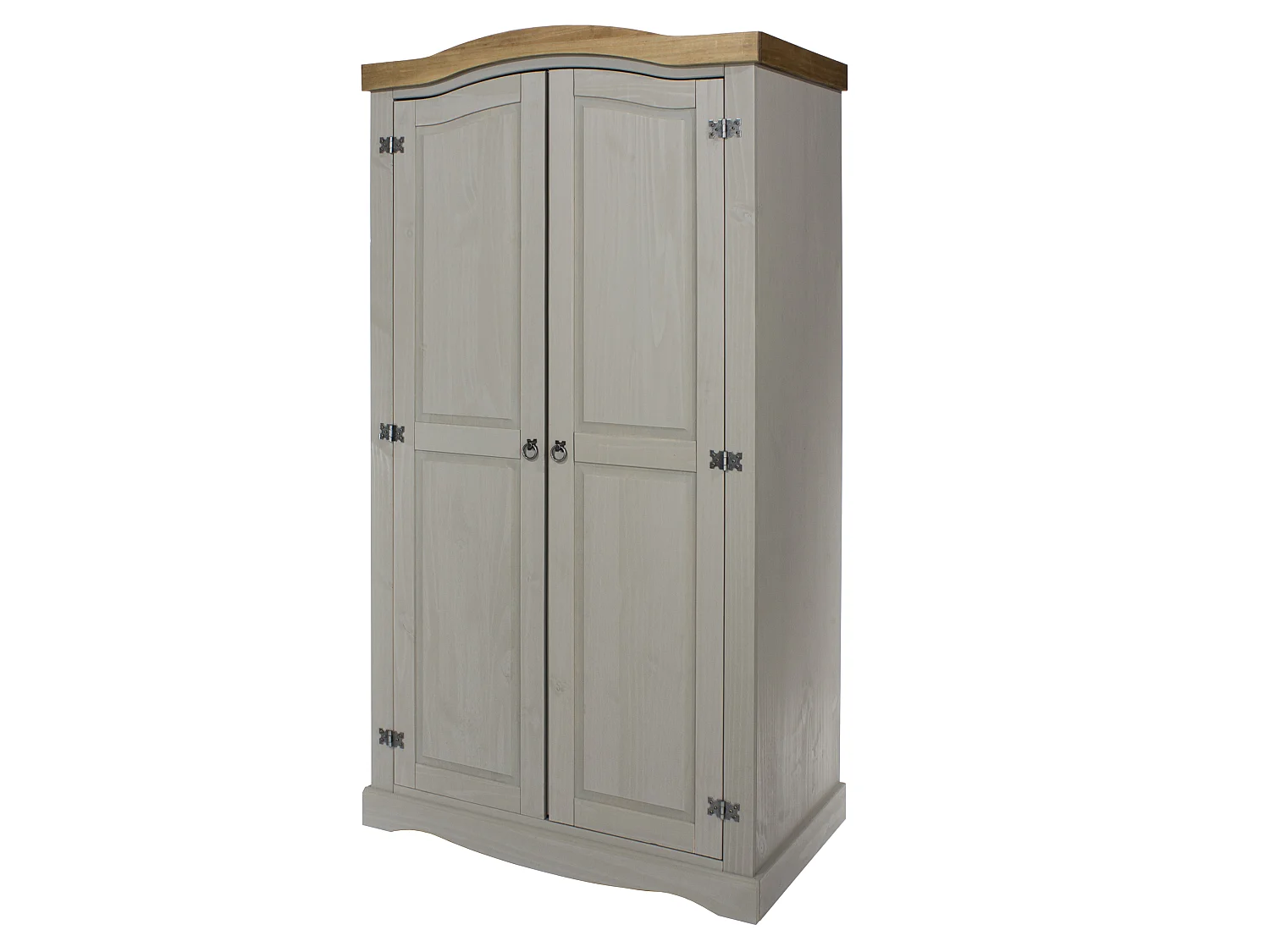 Corona 2-Drawer Rustic Wardrobe, Hanging Rail & Top Shelf