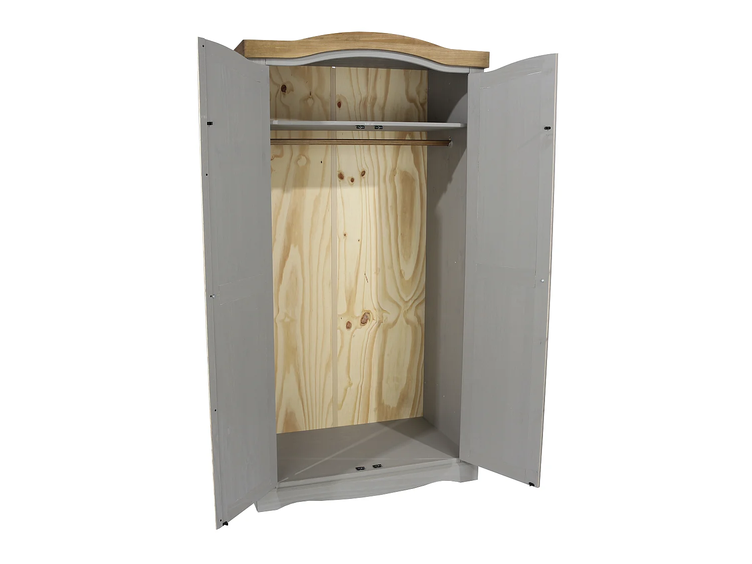 Corona 2-Drawer Rustic Wardrobe, Hanging Rail & Top Shelf