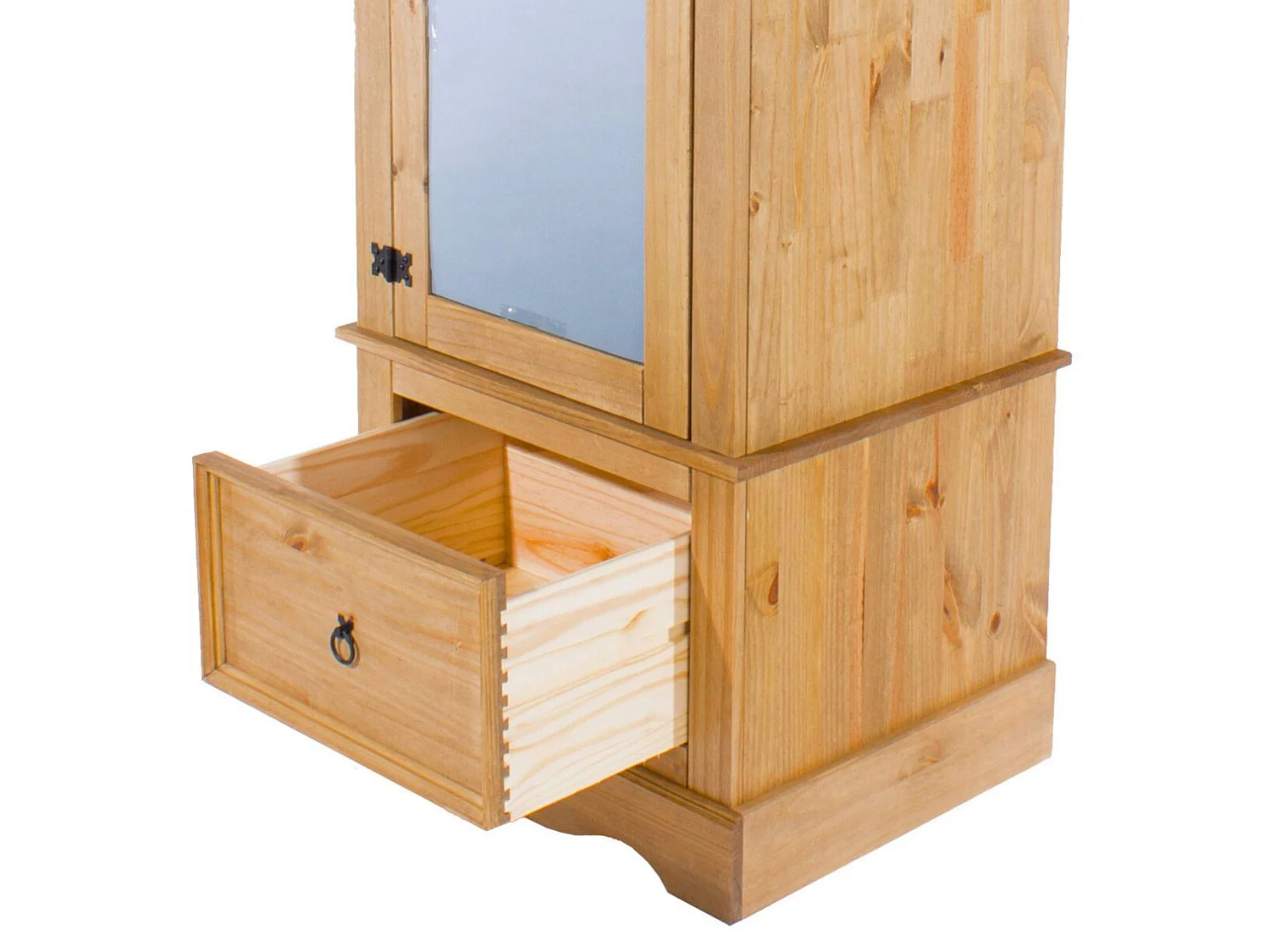 Corona Rustic 1-Door Mirrored Armoire Wardrobe, Solid Waxed Wood