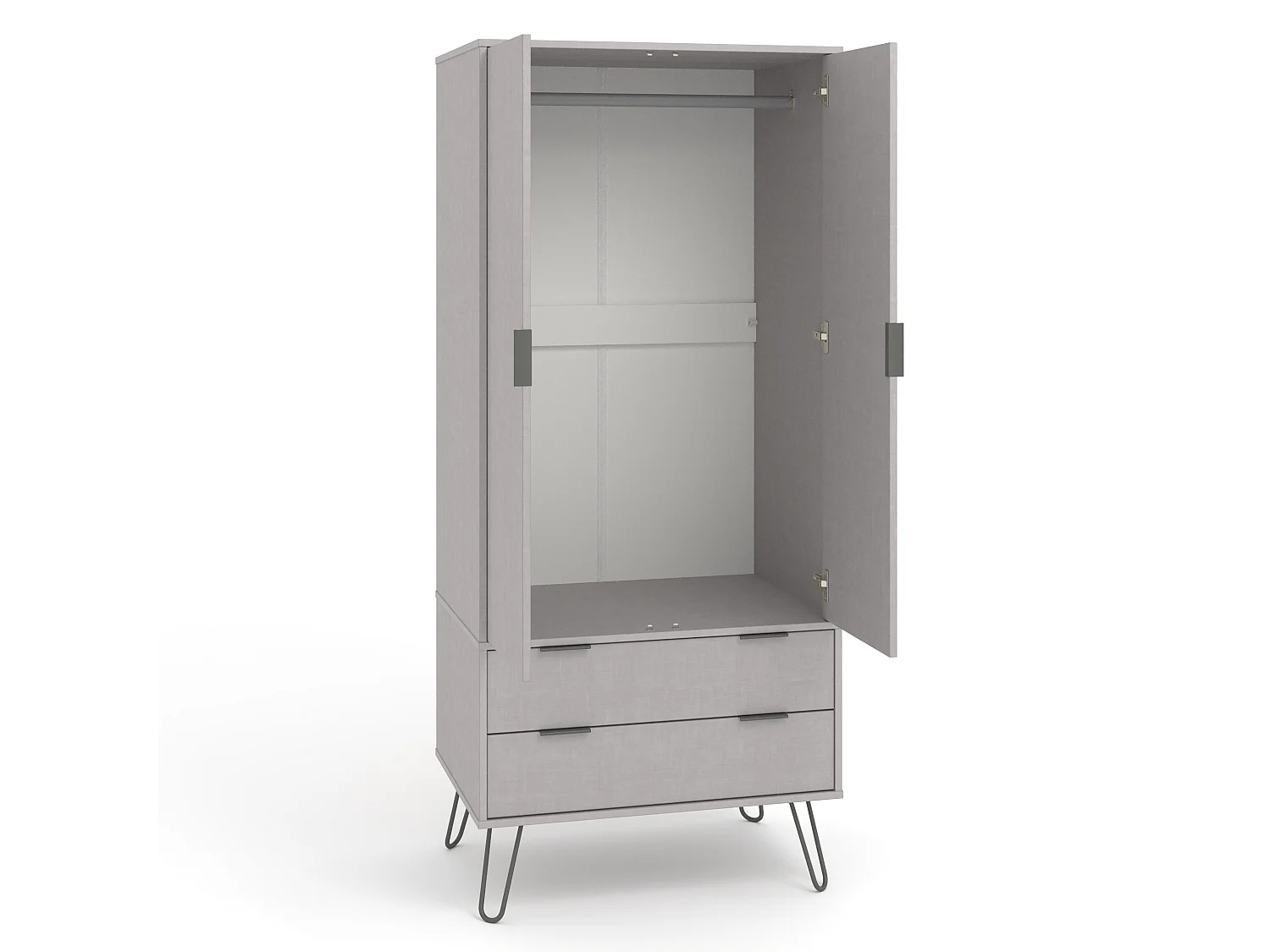 Augusta 2-Door, 2-Drawer Wardrobe, Industrial Finish