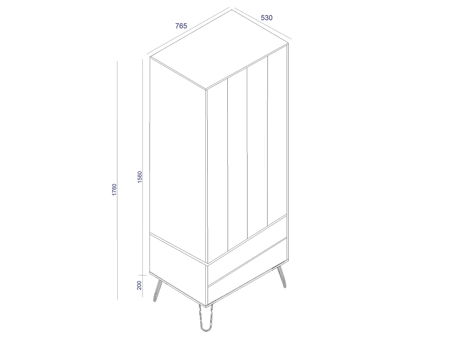 Augusta 2-Door, 2-Drawer Wardrobe, Industrial Finish