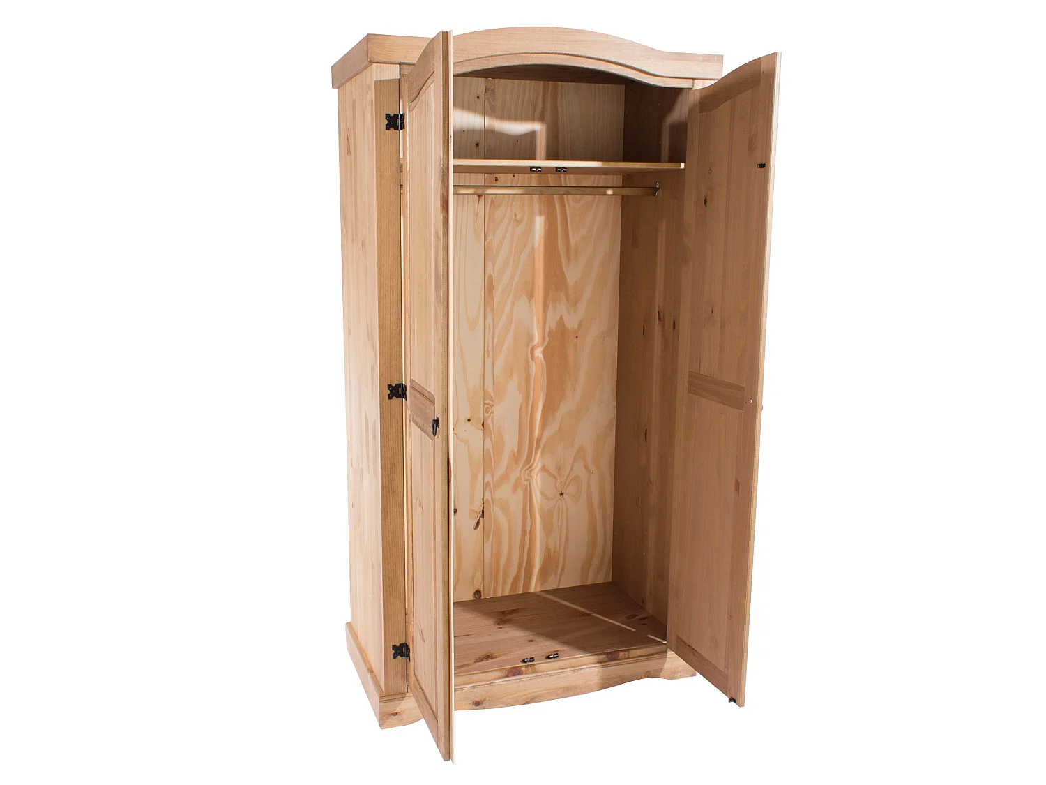 Corona 2-Drawer Rustic Wardrobe, Hanging Rail & Top Shelf