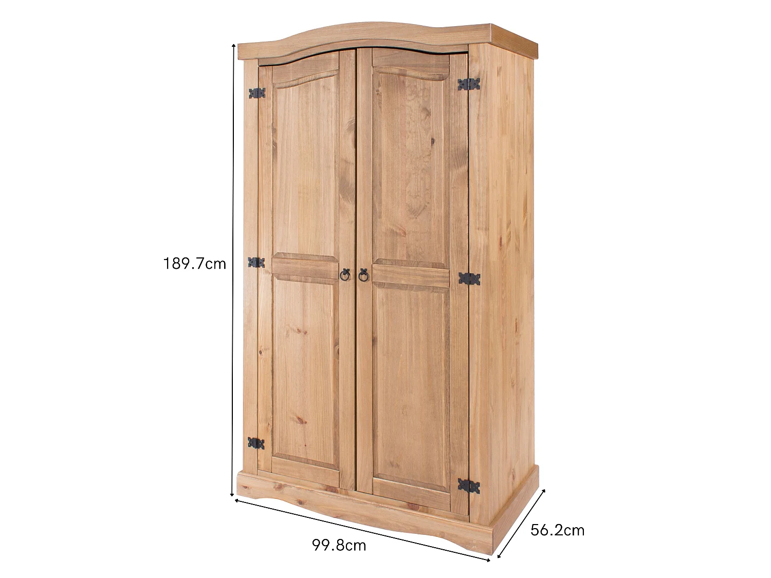 Corona 2-Drawer Rustic Wardrobe, Hanging Rail & Top Shelf