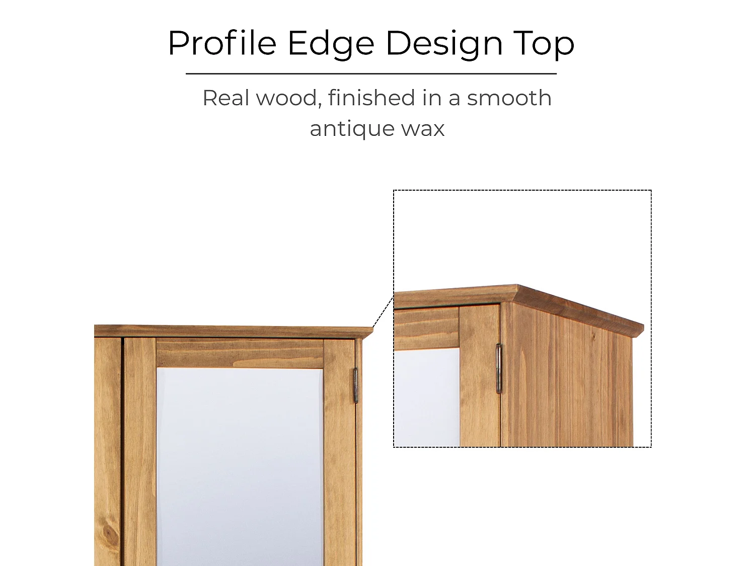 Cotswold 2-Door & 1-Drawer Mirrored Wardrobe, Rustic Wax Finish