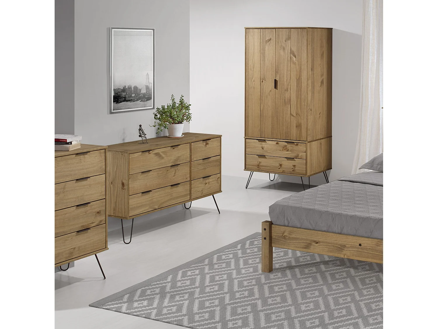 Augusta 2-Door, 2-Drawer Wardrobe, Industrial Finish