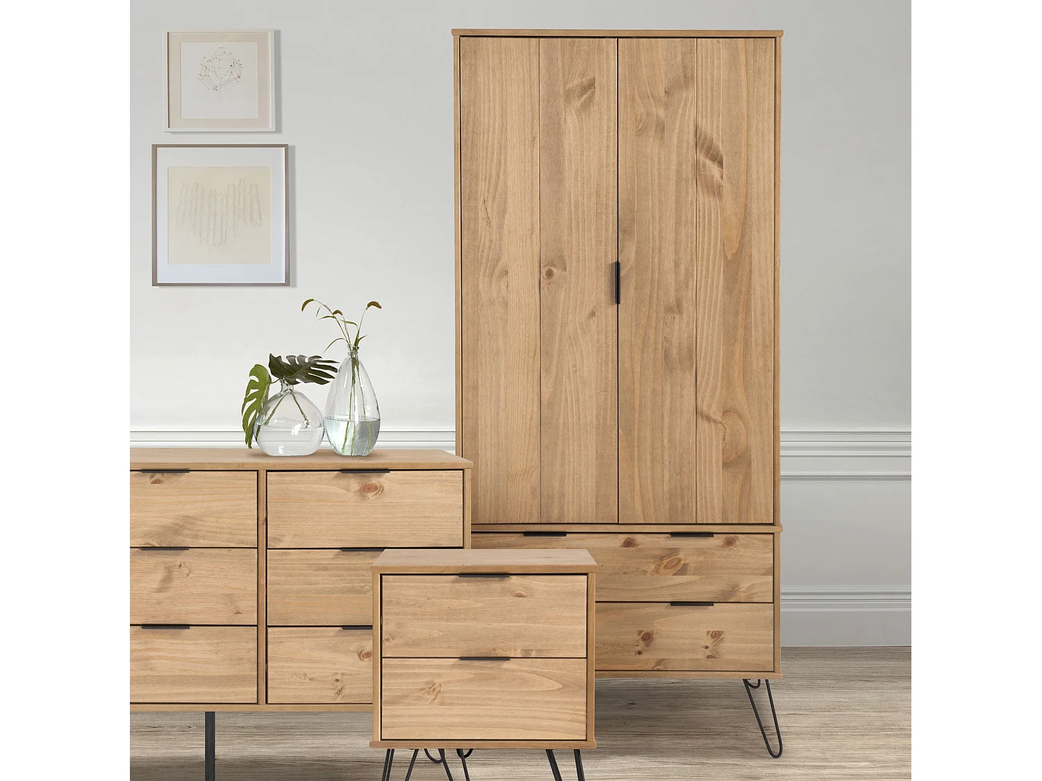 Augusta 2-Door, 2-Drawer Wardrobe, Industrial Finish