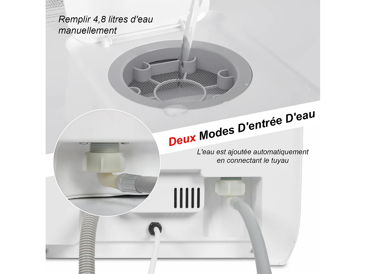 Mini Lave-Vaisselle de Comptoir - PULUOMIS - 6+1 Programmes, Double Entrée d’Eau, Séchage PTC, Économie d’Eau, Classe D - Noir