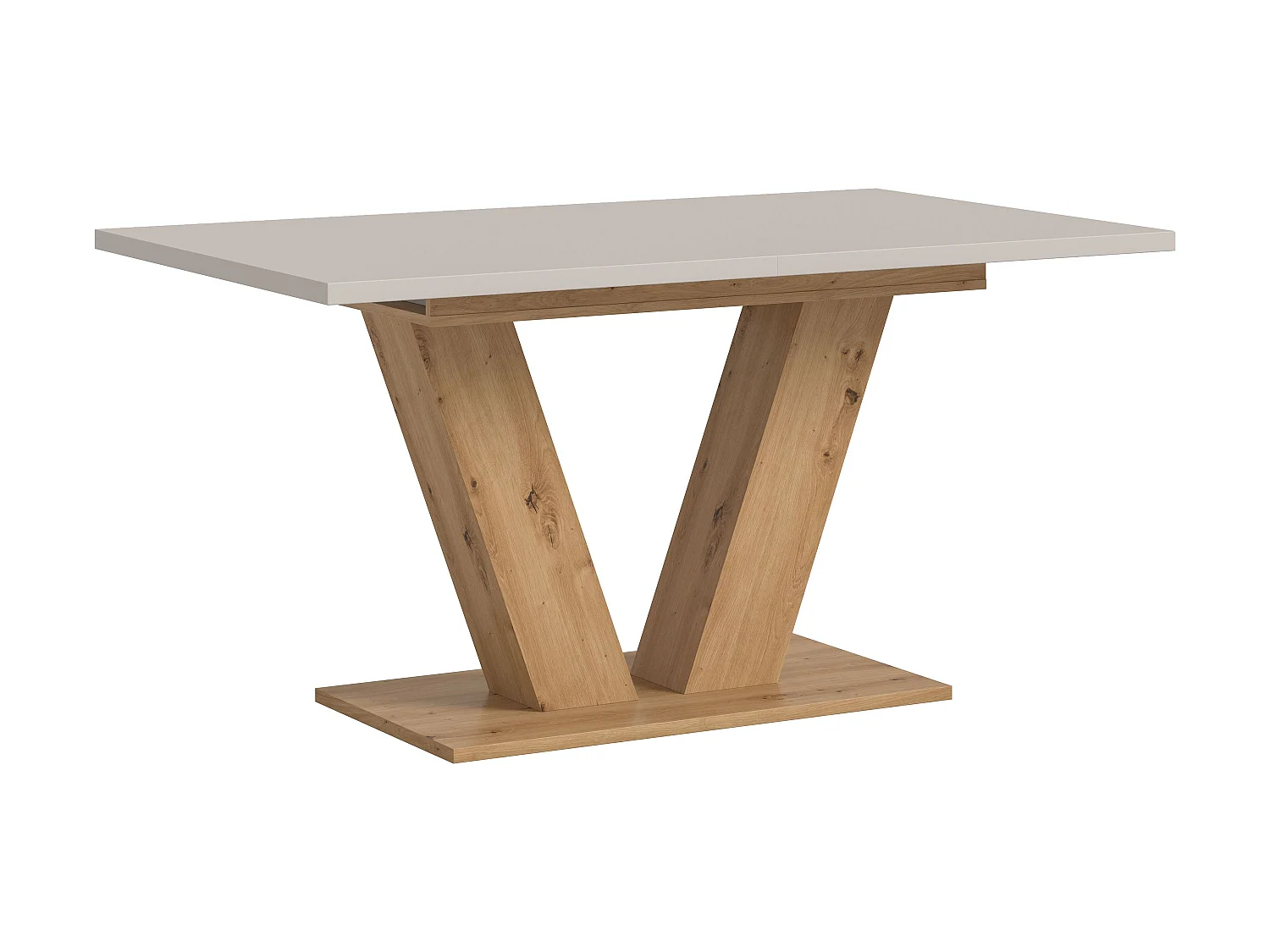 Table de salle à manger MOTION  (lxhxp : env. 150x76x90 cm)avec plateau cachemire/ pied en V aspect chêne