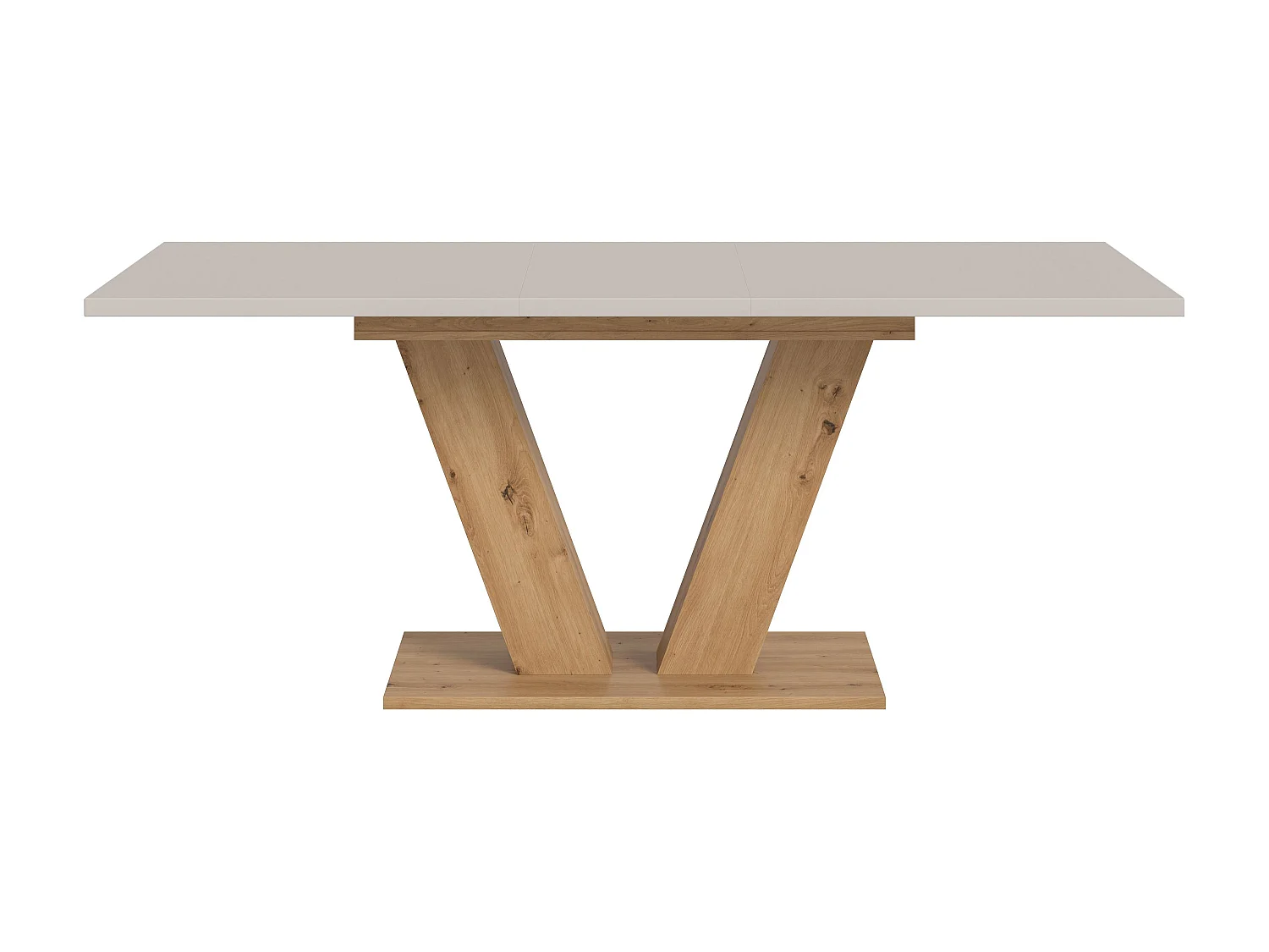 Table de salle à manger MOTION  (lxhxp : env. 150x76x90 cm)avec plateau cachemire/ pied en V aspect chêne