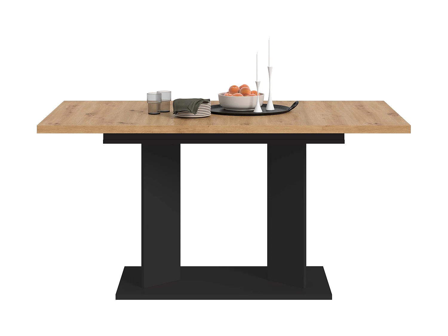 Table de salle à manger GUSTAV (lxhxp : env. 190x76x90 cm) avec plateau chêne artisan/pied en U noir