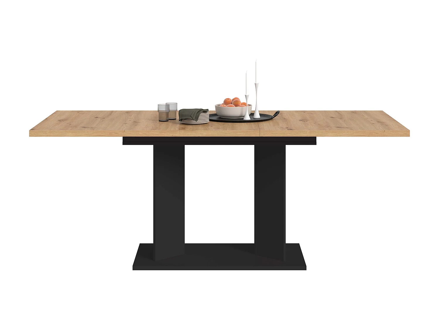 Table de salle à manger GUSTAV (lxhxp : env. 190x76x90 cm) avec plateau chêne artisan/pied en U noir