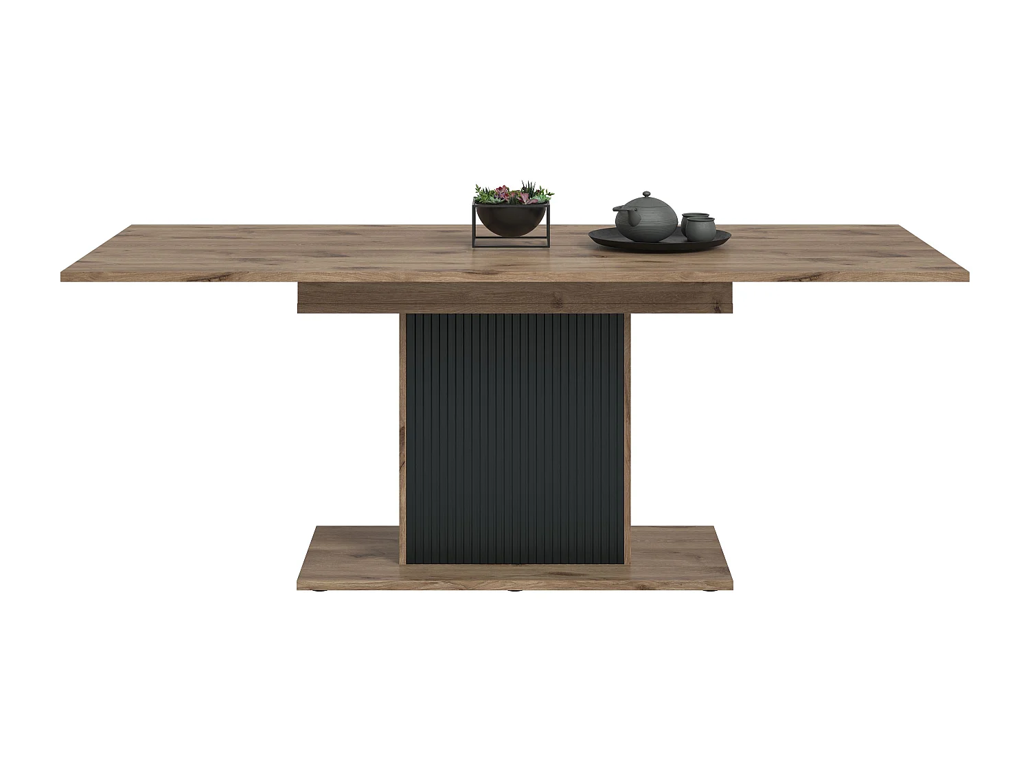 Table de salle à manger CHESS   (lxhxp : env. 160x75x90 cm) avec plateau  chêne nox  /pied noir
