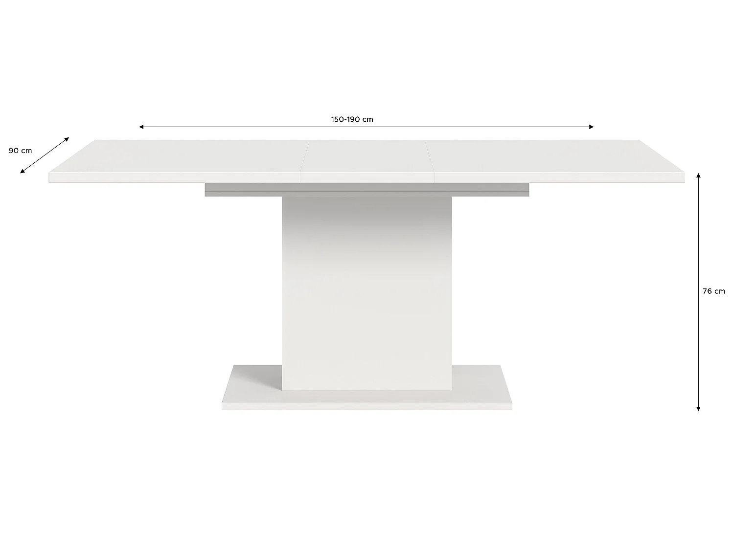 Table de salle à manger MOTION   (lxhxp : env. 150x76x90 cm) avec plateau  pied central blanc