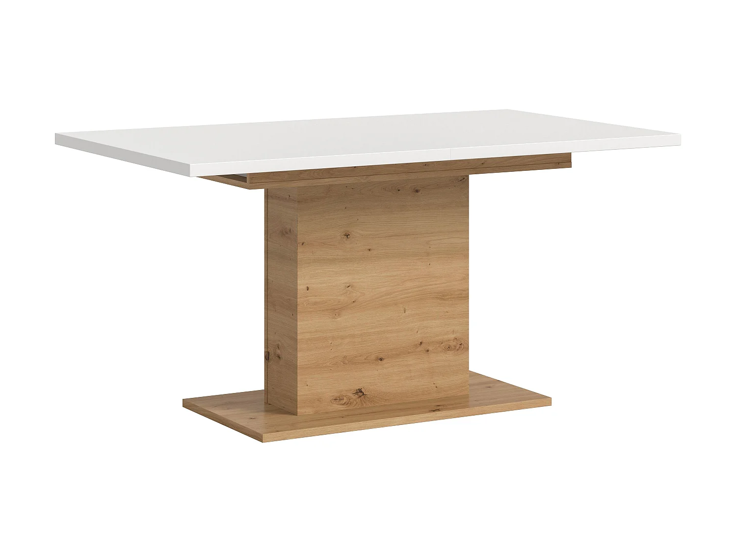 Table de salle à manger MOTION (lxhxp : env. 150x76x90 cm)  avec plateau  blanc /pied central chêne artisan
