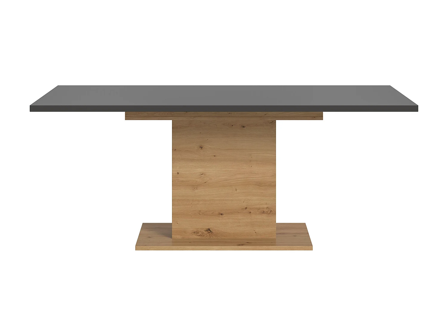 Table de salle à manger MOTION (lxhxp : env. 150x76x90 cm) avec plateau gris/ pied central  aspect chêne