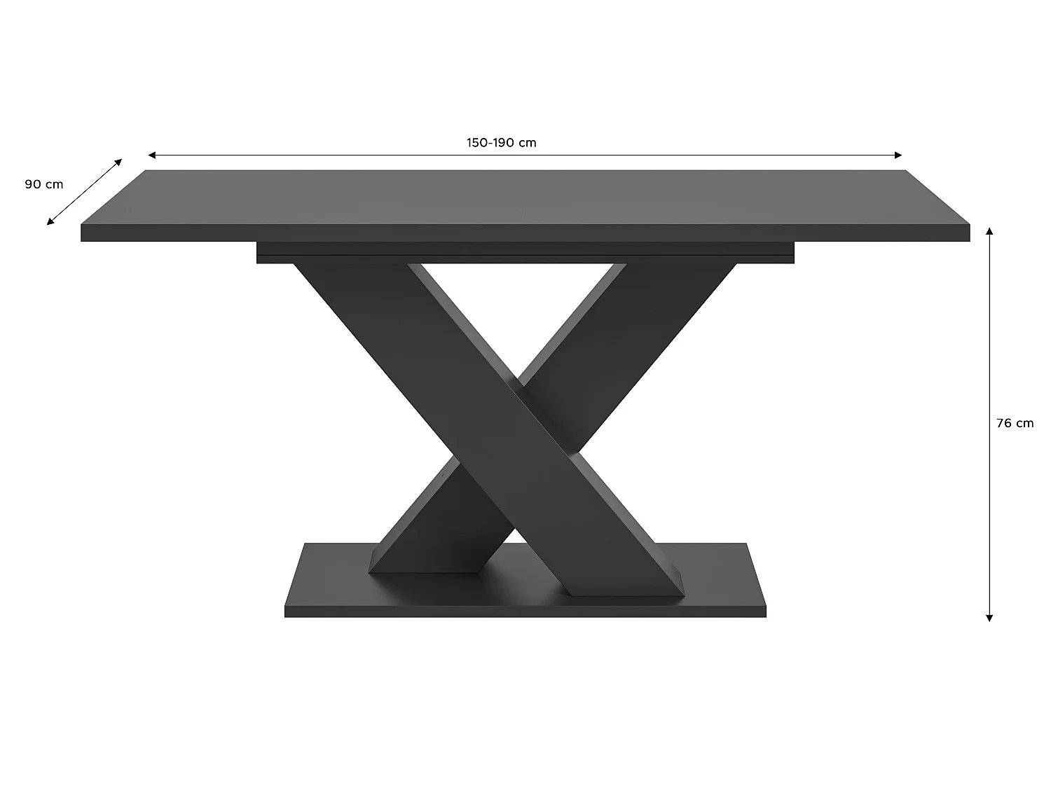 Table de salle à manger MOTION  (lxhxp : env. 150x76x90 cm), coloris gris