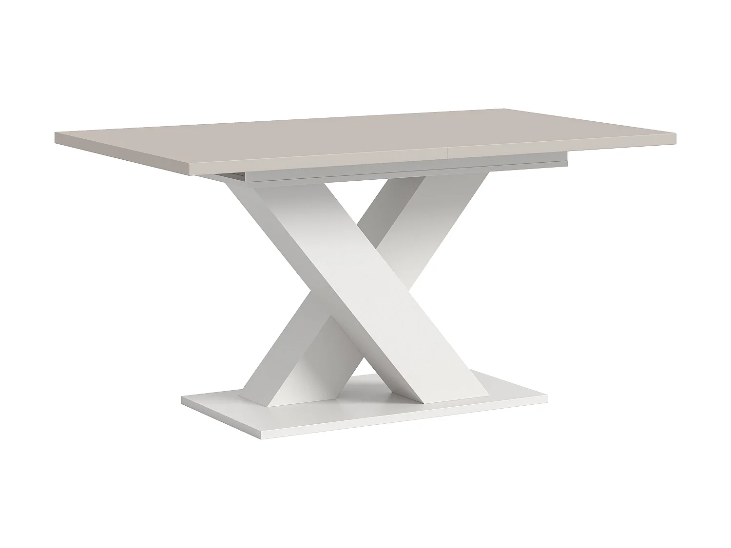 Table de salle à manger MOTION (lxhxp : env. 150x76x90 cm)avec plateau cachemire/pied en X blanc