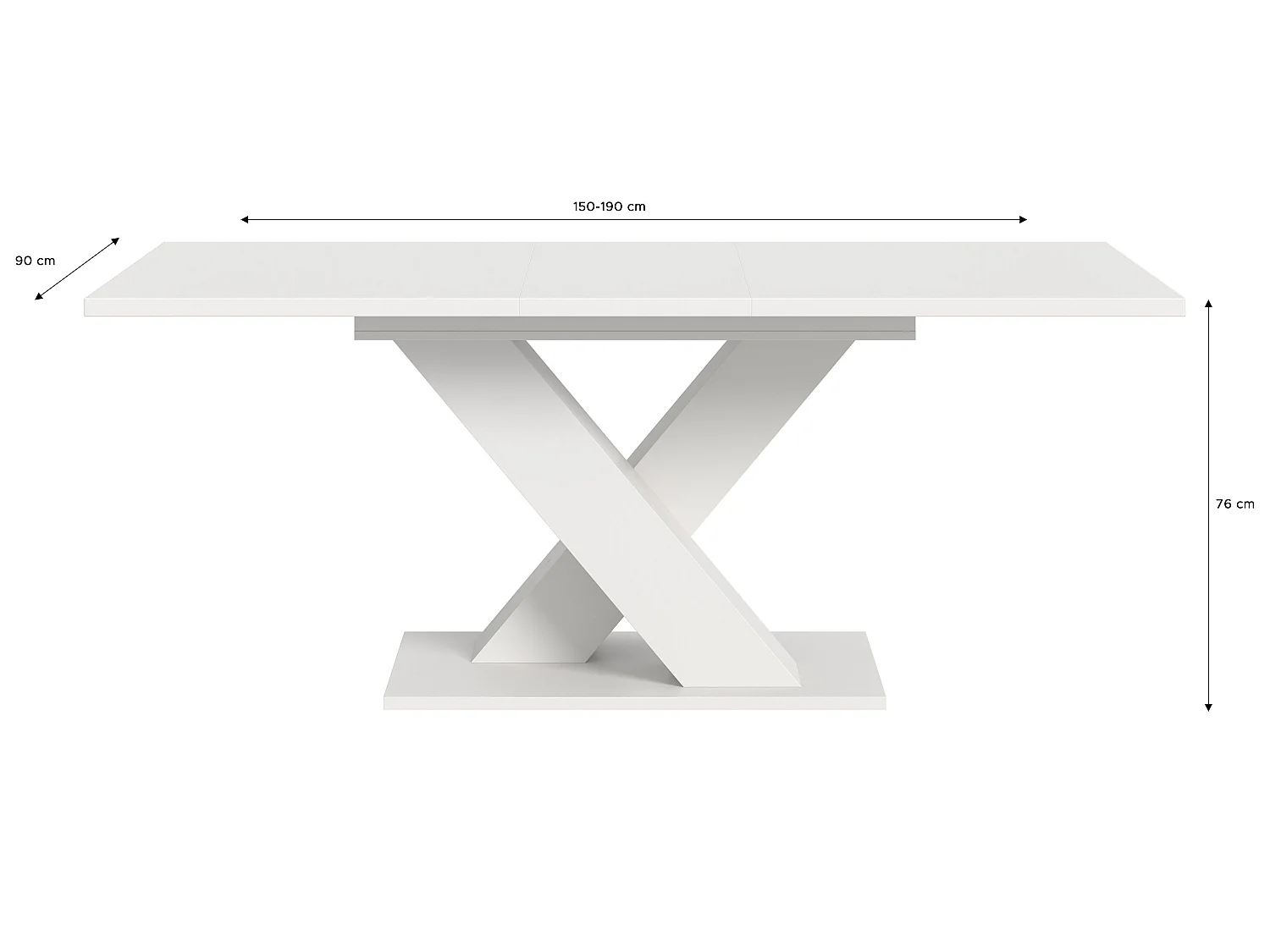 Table de salle à manger MOTION   (lxhxp : env. 150x76x90 cm) avec plateau /pied en X blanc
