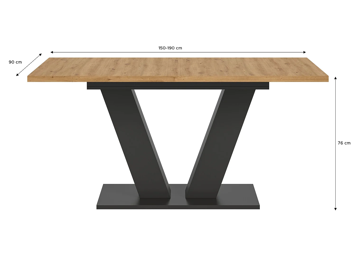 Table de salle à manger MOTION (LxHxP : env. 150x76x90 cm) chêne gris et artisanal