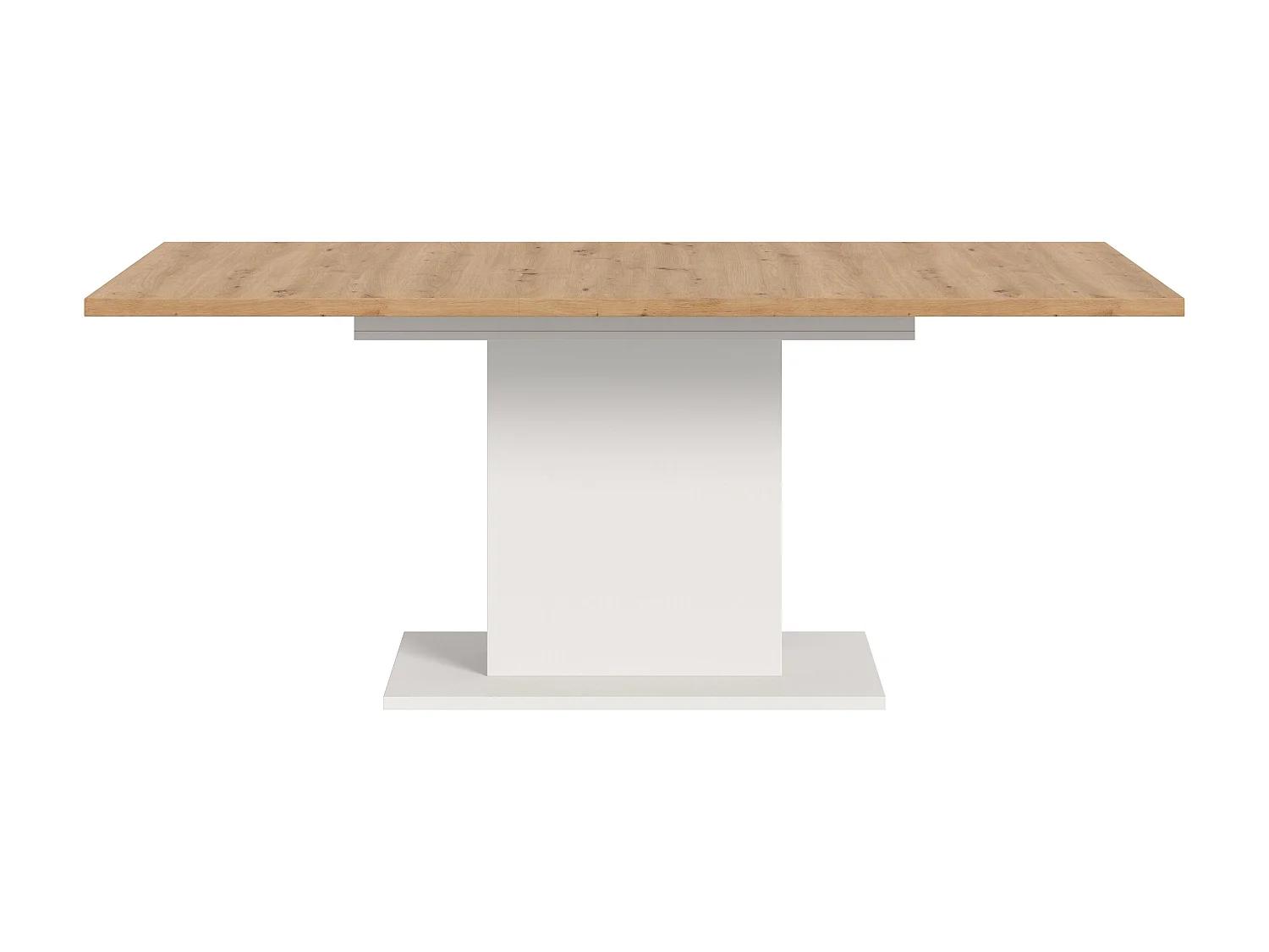 Table de salle à manger MOTION  (lxhxp : env. 150x76x90 cm)avec plateau aspect chêne /pied central blanc