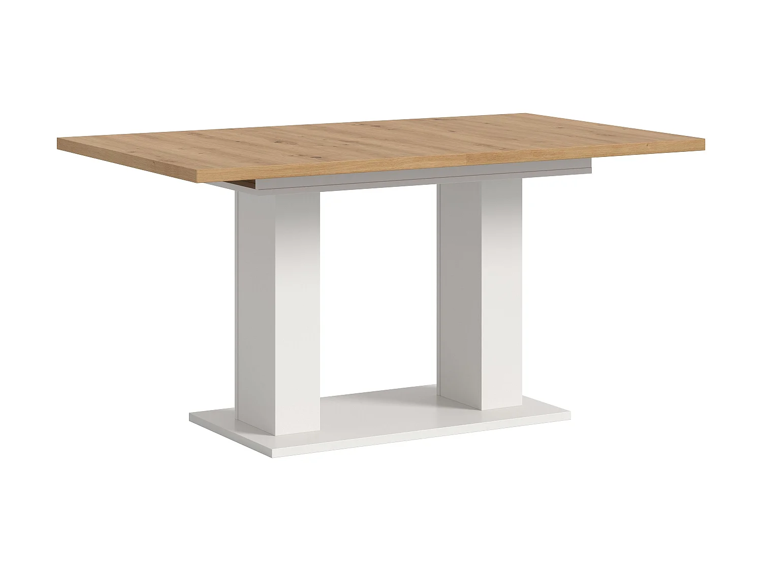 Table de salle à manger MOTION  (lxhxp : env. 150x76x90 cm) avec plateau  aspect chêne / pied en U blanc
