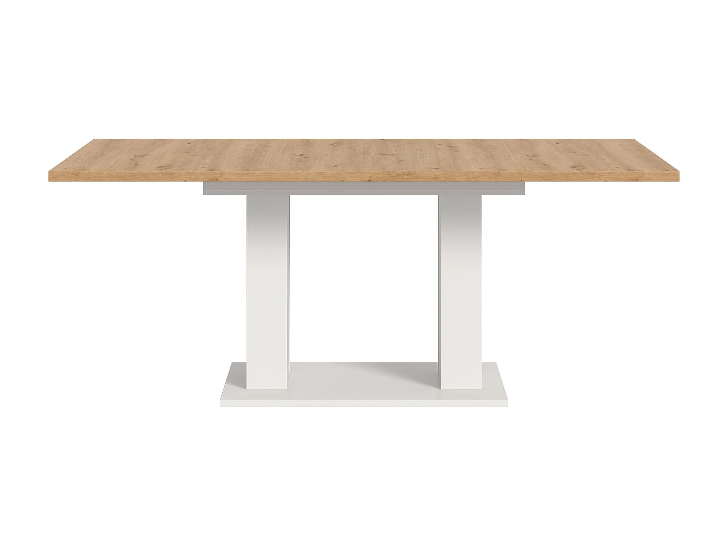 Table de salle à manger MOTION  (lxhxp : env. 150x76x90 cm) avec plateau  aspect chêne / pied en U blanc