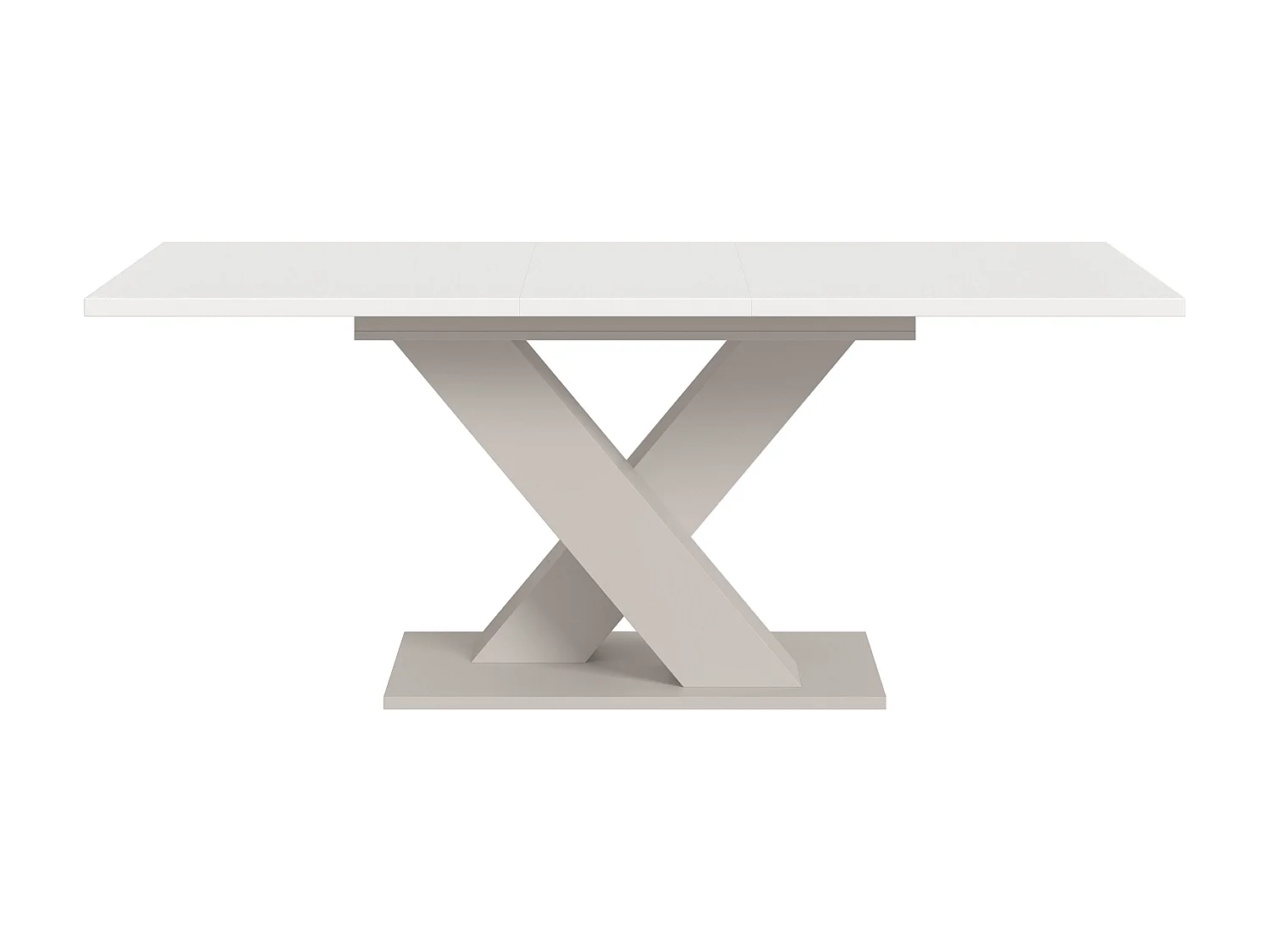 Table de salle à manger MOTION (lxhxp : env. 150x76x90 cm) avec plateau blanc / pied en X cachemire
