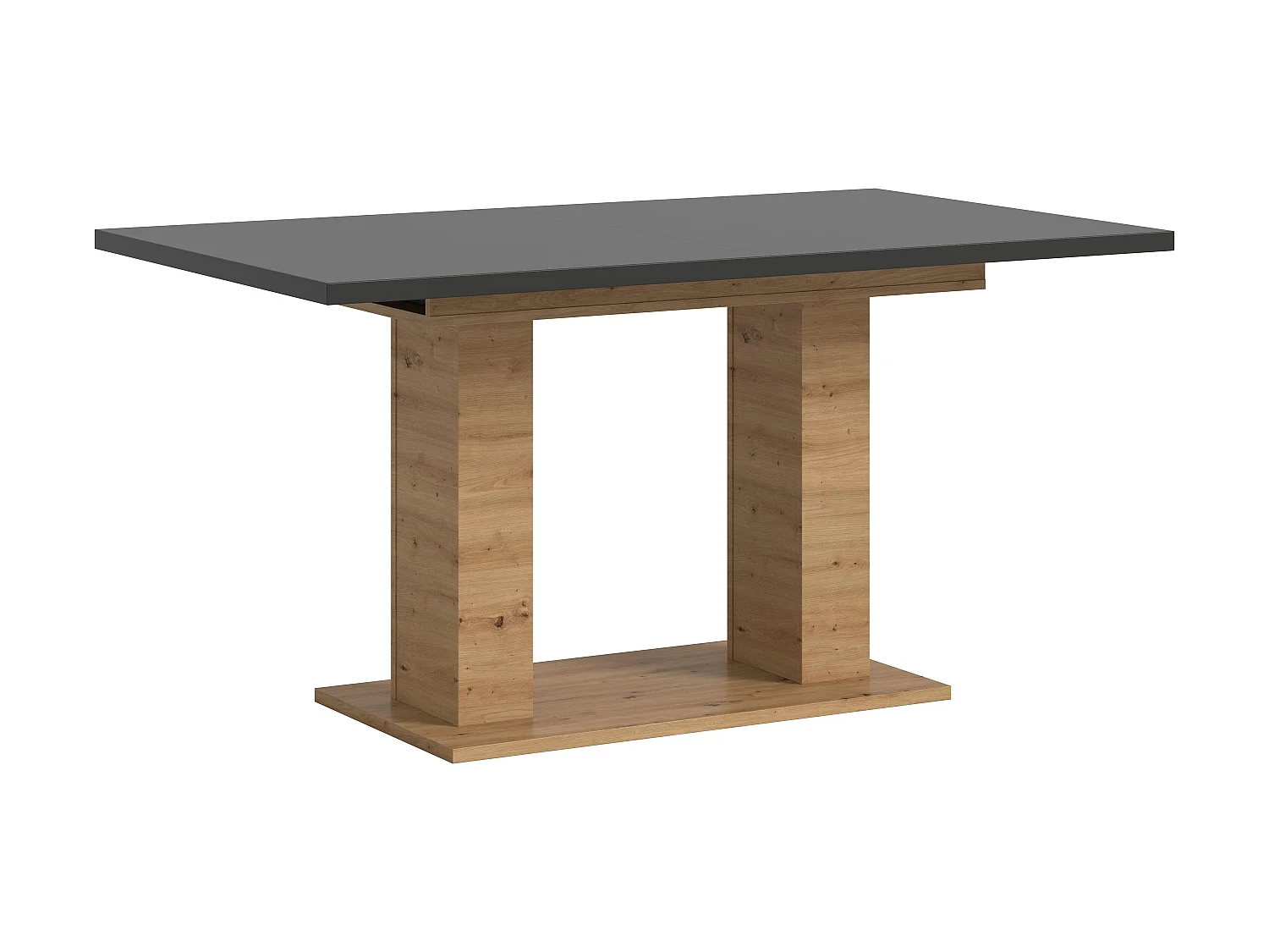 Table de salle à manger  MOTION (lxhxp : env. 150x76x90 cm) avec plateau gris /pied en U aspect chêne