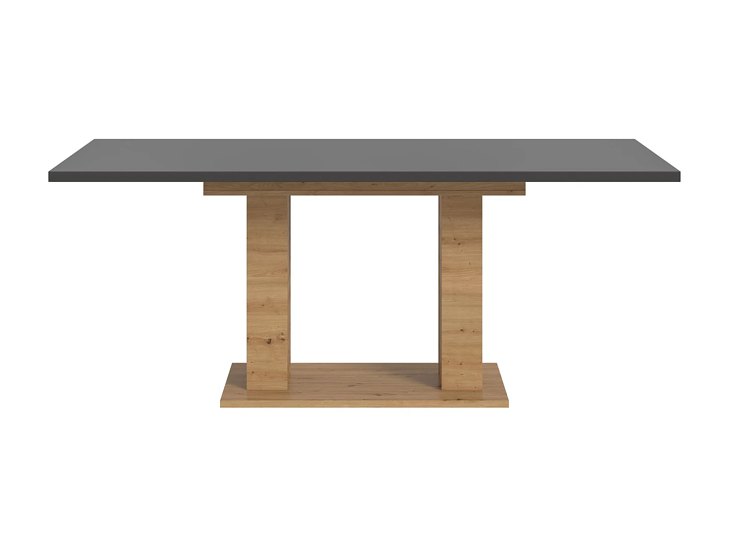 Table de salle à manger  MOTION (lxhxp : env. 150x76x90 cm) avec plateau gris /pied en U aspect chêne