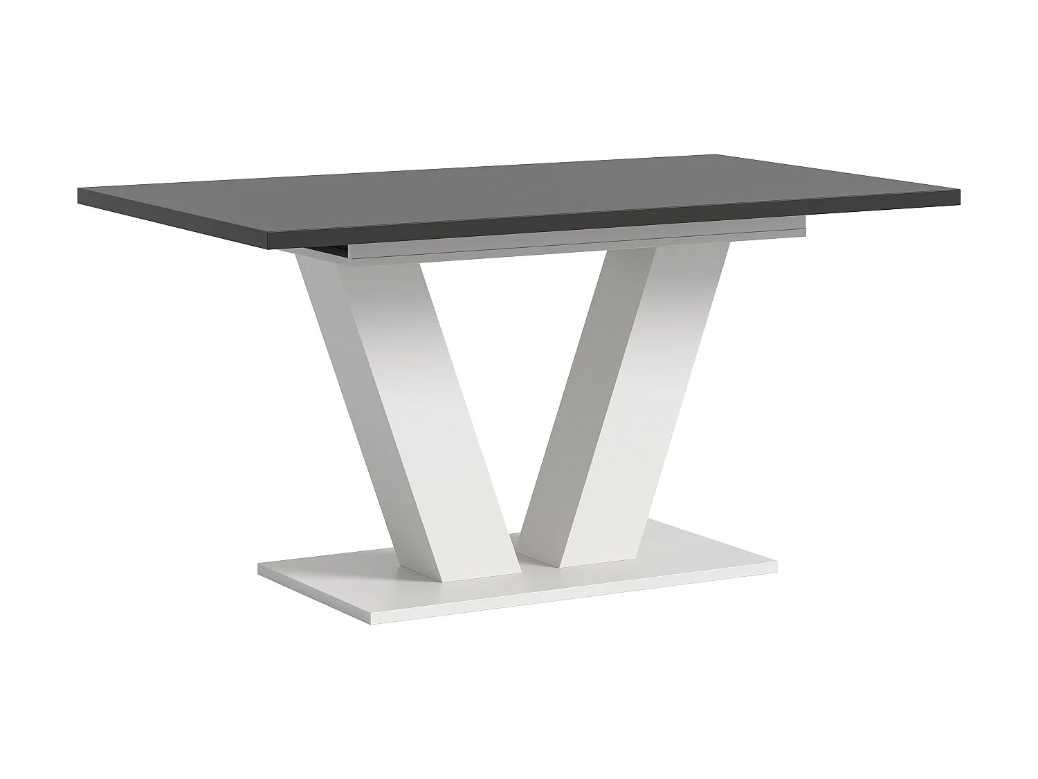 Table de salle à manger MOTION (lxhxp : env. 150x76x90 cm) avec plateau gris/ pied en V blanc
