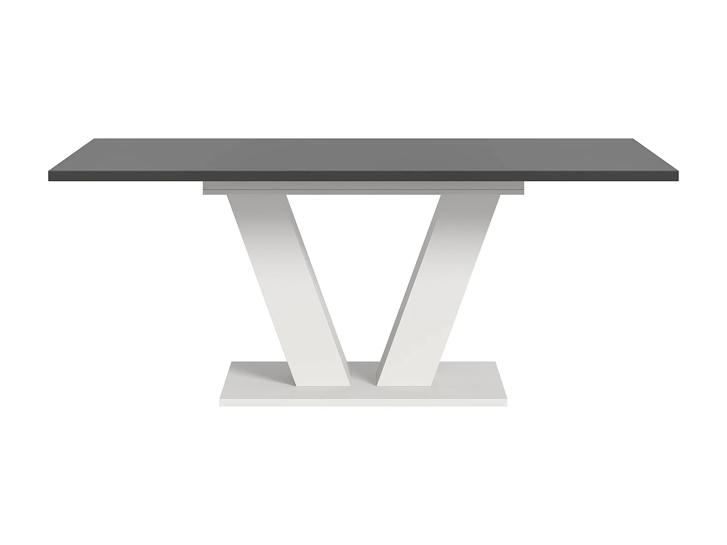 Table de salle à manger MOTION (lxhxp : env. 150x76x90 cm) avec plateau gris/ pied en V blanc