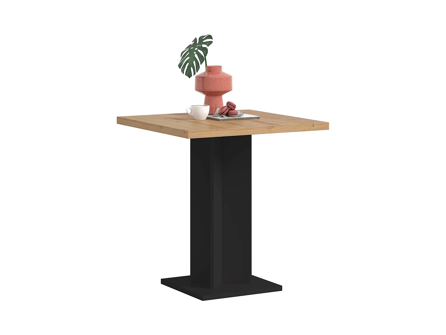 Table de salle à manger GUSTAV (lxhxp : env. 70x76x70 cm ) avec plateau  chêne artisan /pied noir