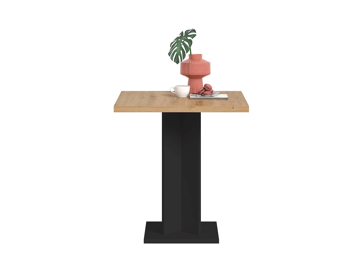 Table de salle à manger GUSTAV (lxhxp : env. 70x76x70 cm ) avec plateau  chêne artisan /pied noir