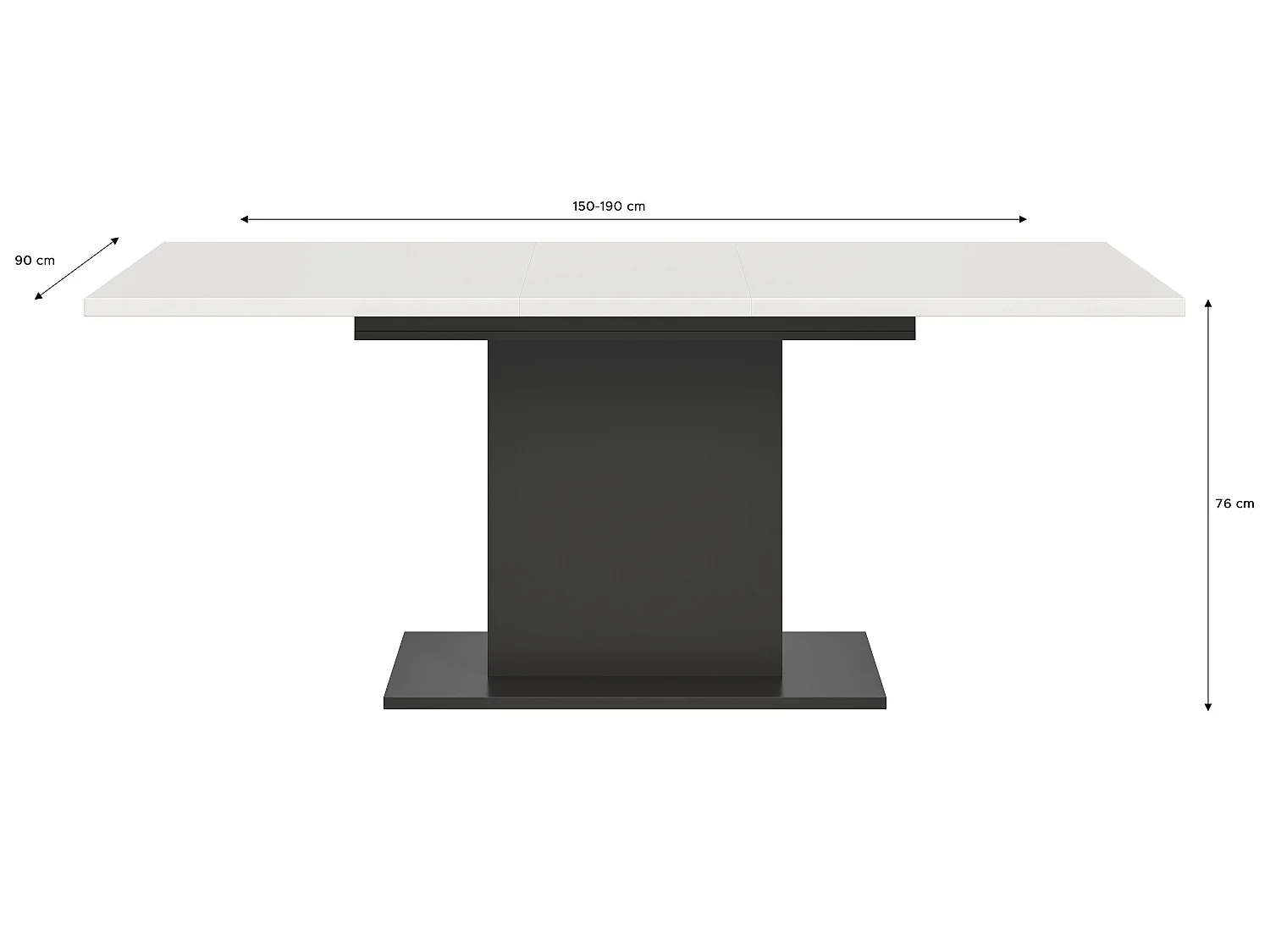 Table de salle à manger MOTION (lxhxp : env. 150x76x90 cm) avec plateau blanc/pied central  gris