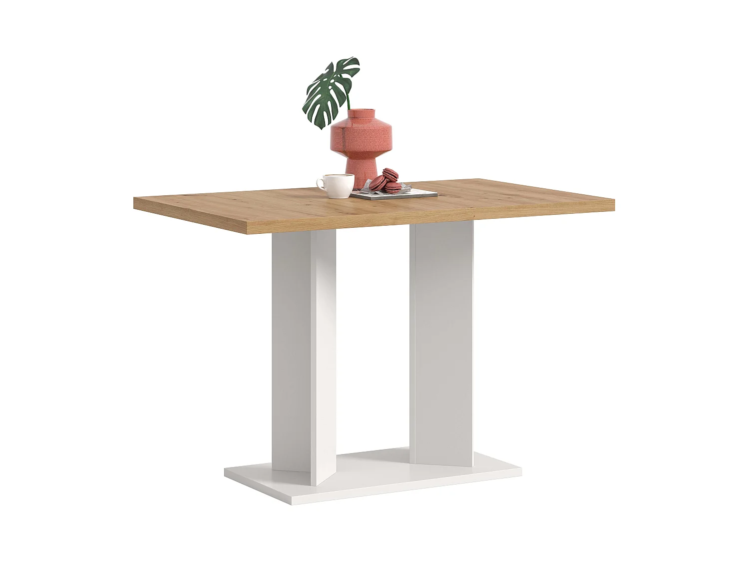 Table de salle à manger GUSTAV  (lxhxp : env. 110x76x70 cm) avec plateau chêne artisan /pied  blanc