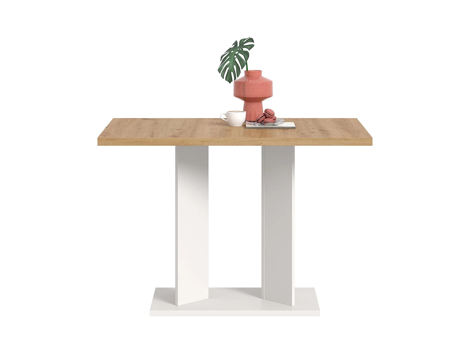 Table de salle à manger GUSTAV  (lxhxp : env. 110x76x70 cm) avec plateau chêne artisan /pied  blanc