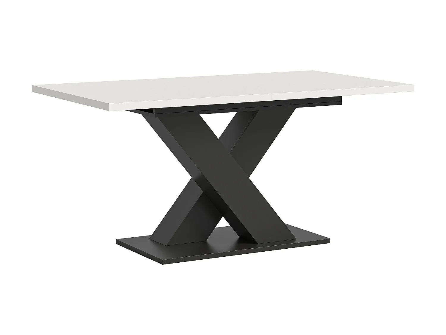 Table de salle à manger MOTION (lxhxp : env. 150x76x90 cm) avec plateau blanc/pied en X  gris