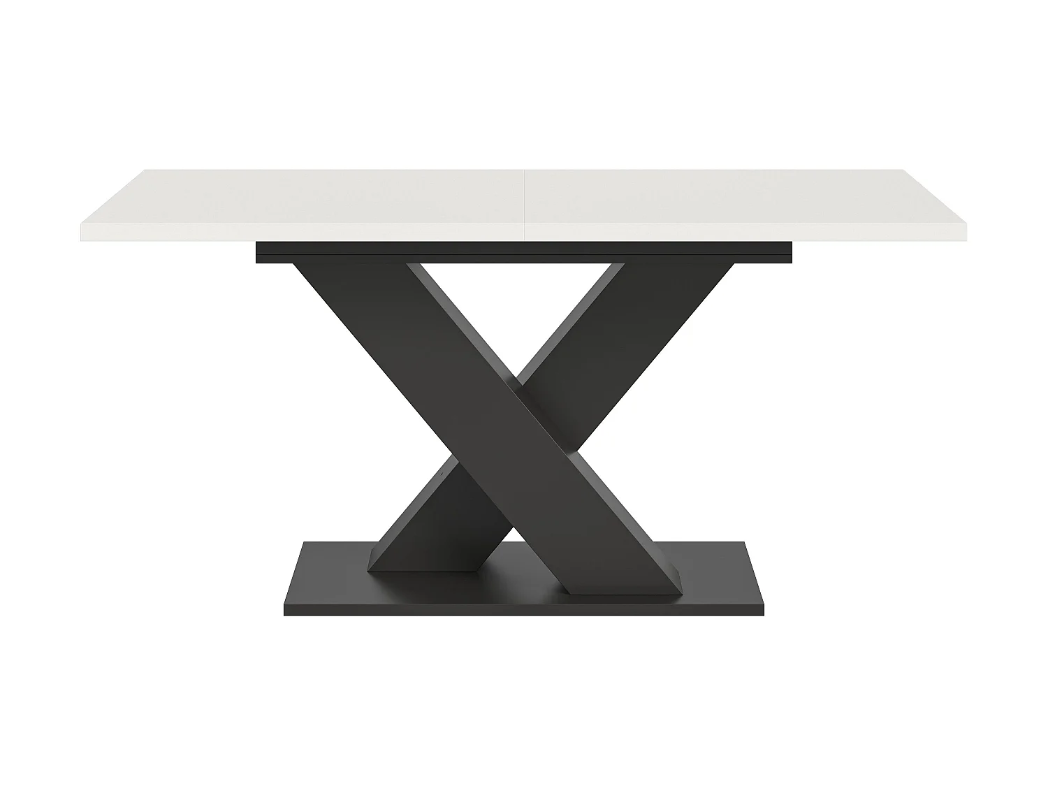 Table de salle à manger MOTION (lxhxp : env. 150x76x90 cm) avec plateau blanc/pied en X  gris