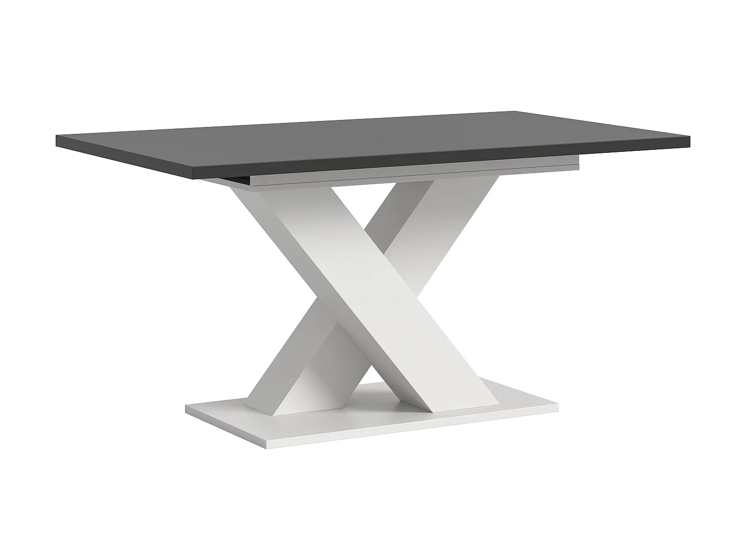 Table de salle à manger MOTION (lxhxp : env. 150x76x90 cm) avec plateau gris/pied en X blanc
