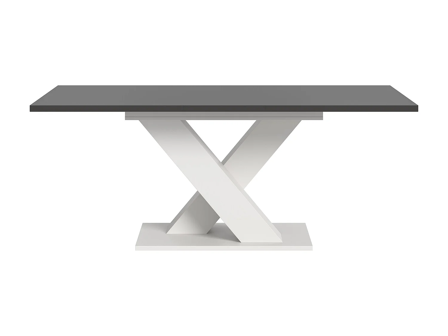 Table de salle à manger MOTION (lxhxp : env. 150x76x90 cm) avec plateau gris/pied en X blanc